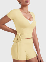 Yeoreo Denaiy Short Sleeve Ballet Wrap Top