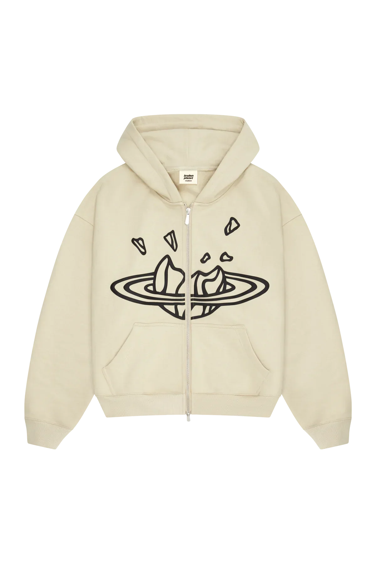 Broken Planet Market Bone White Zip Up Hoodie
