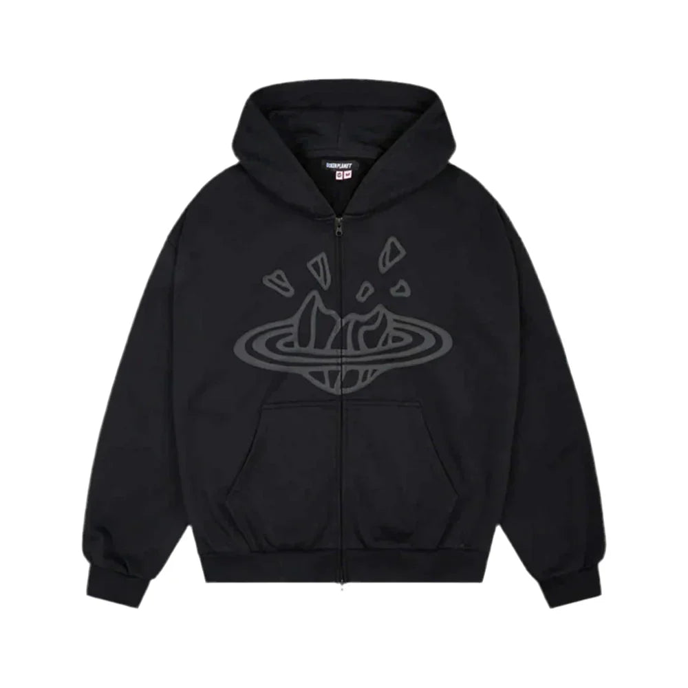 Broken Planet Market Midnight Black Zip Up Hoodie