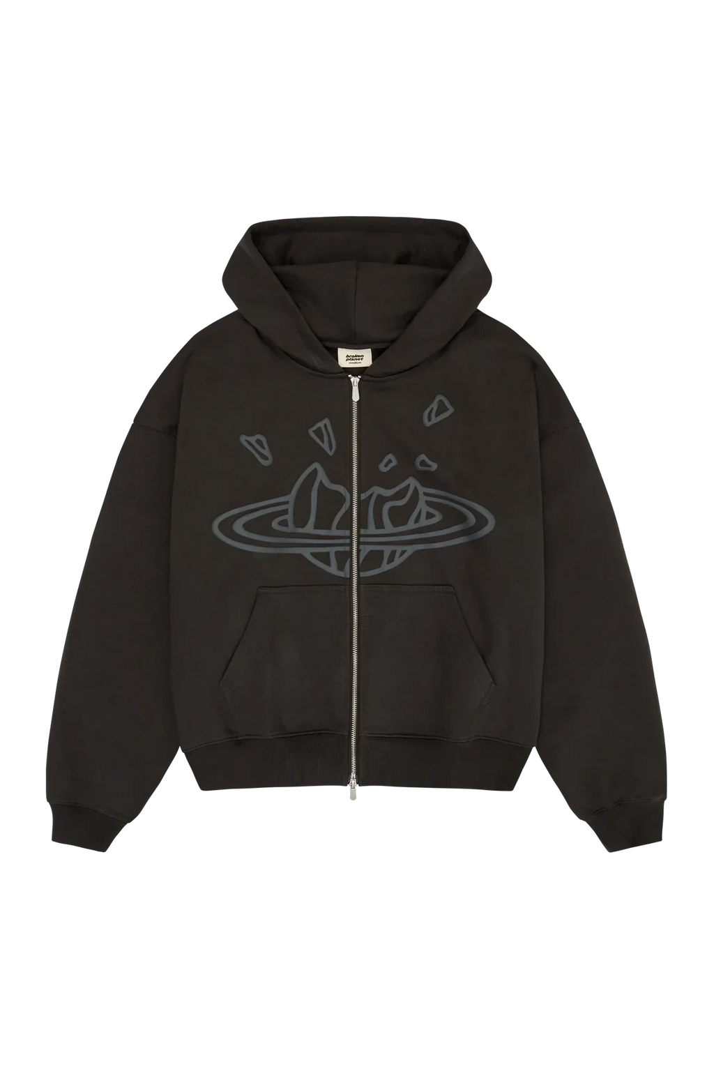 Broken Planet Market Soot Black Zip Up Hoodie
