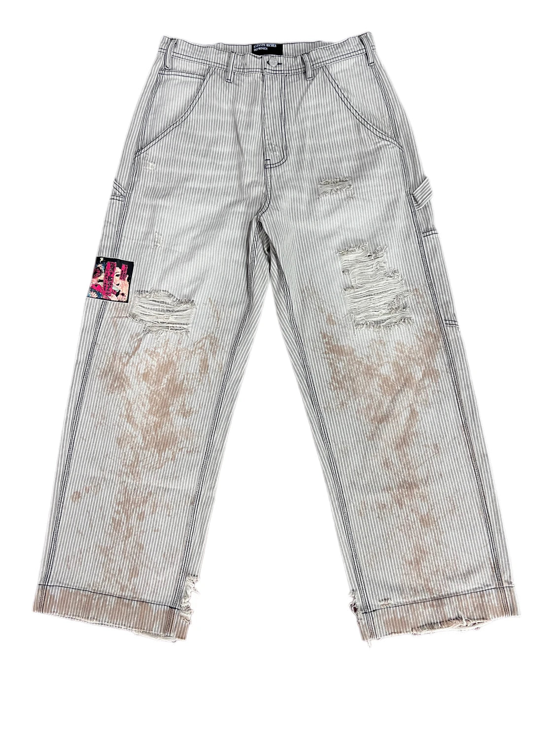 Enfants Riches Déprimés Distressed & Stained Denim Jeans - Light Blue