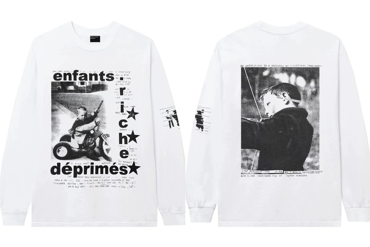 Enfants Riches Déprimés Vertical Lettering & Back Portrait Long-Sleeve - White