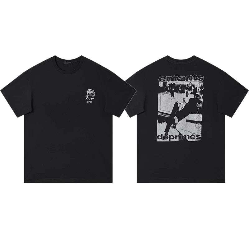 Enfants Riches Déprimés Small Chest Logo & Back Group Graphic T-Shirt - Black