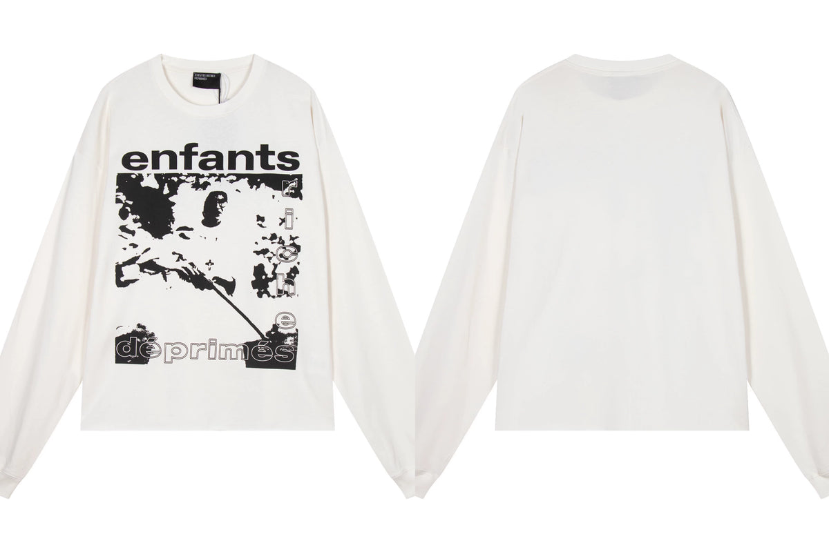 Enfants Riches Déprimés Armed Figure & Vintage Print Long-Sleeve   - White