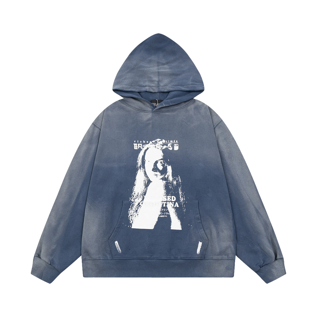 Enfants Riches Déprimés Acid-Wash Portrait Hoodie - Vintage Blue