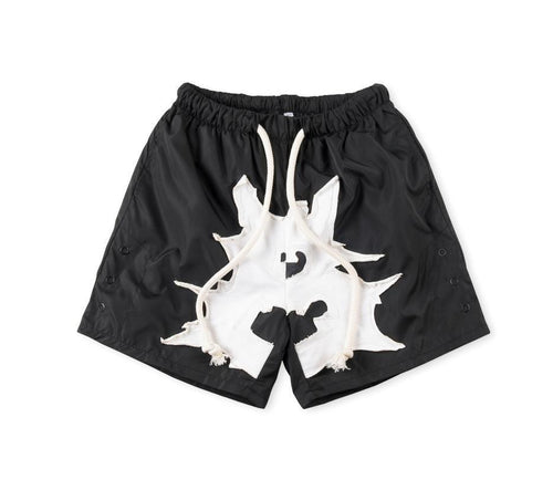 Billionaire Studios Deconstructed Star Applique Shorts - Black/White