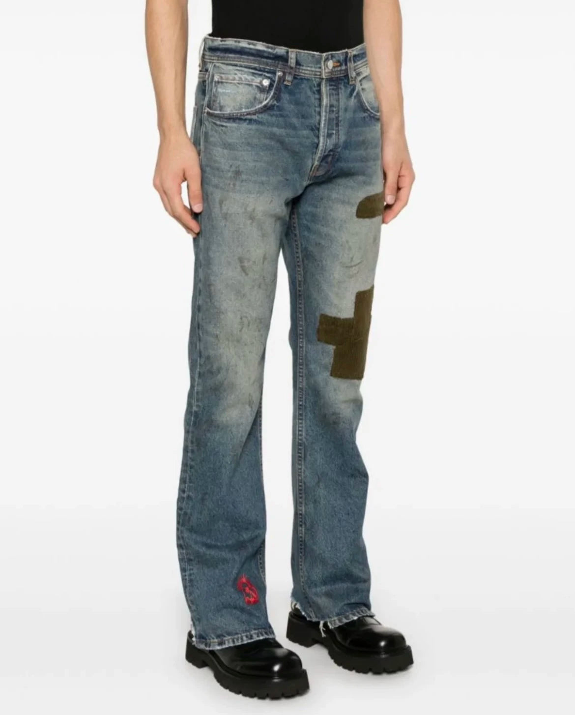 Enfants Riches Déprimés Paint Splatter & Patch Denim Jeans - Blue