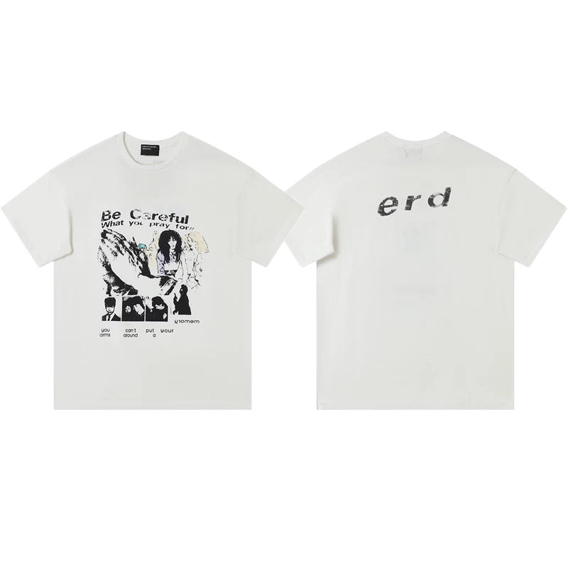 Enfants Riches Déprimés "Be Careful" Collage & Italic Back Logo T-Shirt - Cream