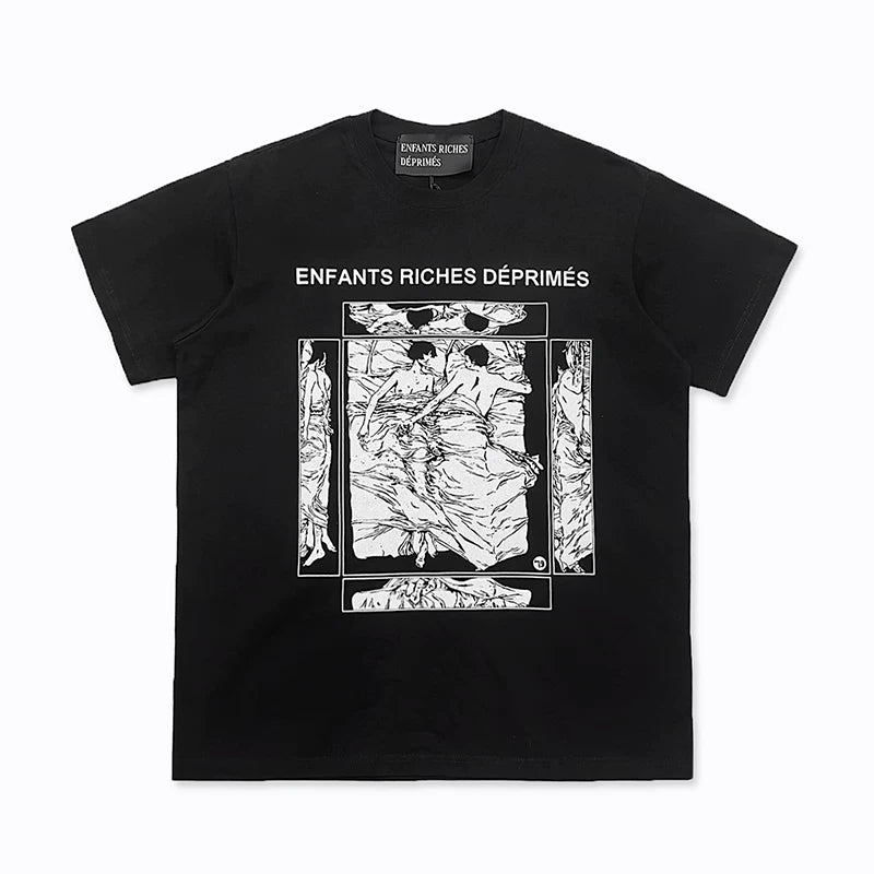 Enfants Riches Déprimés Typography & Vintage Print Illustration T-Shirt - Black