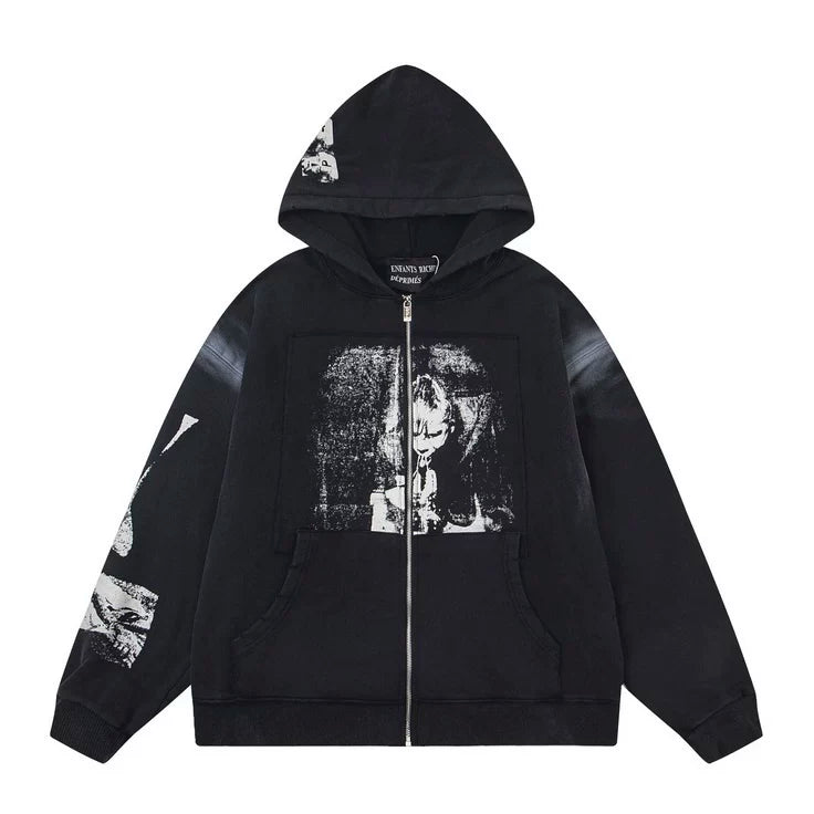 Enfants Riches Déprimés Central Photo Art Zip-Up Hoodie - Black