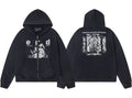 Enfants Riches Déprimés "e-r-d" Logo & Box Print Zip-Up Hoodie - Washed Black