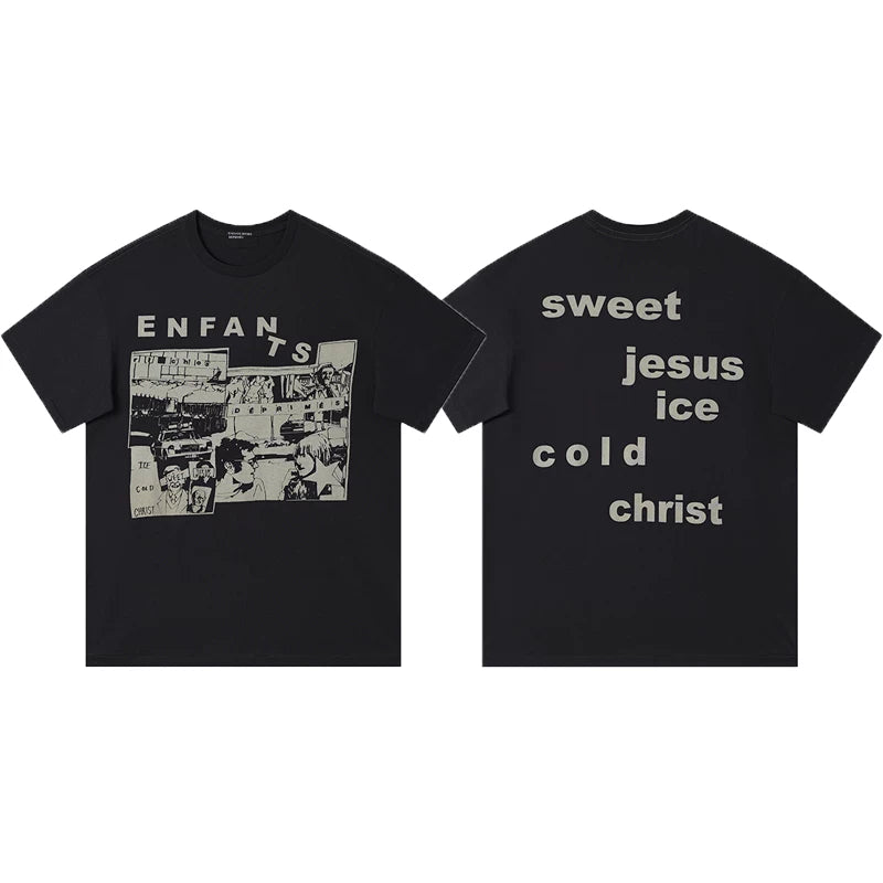 Enfants Riches Déprimés "Enfants" Photo Collage & Back Typography T-Shirt - Black