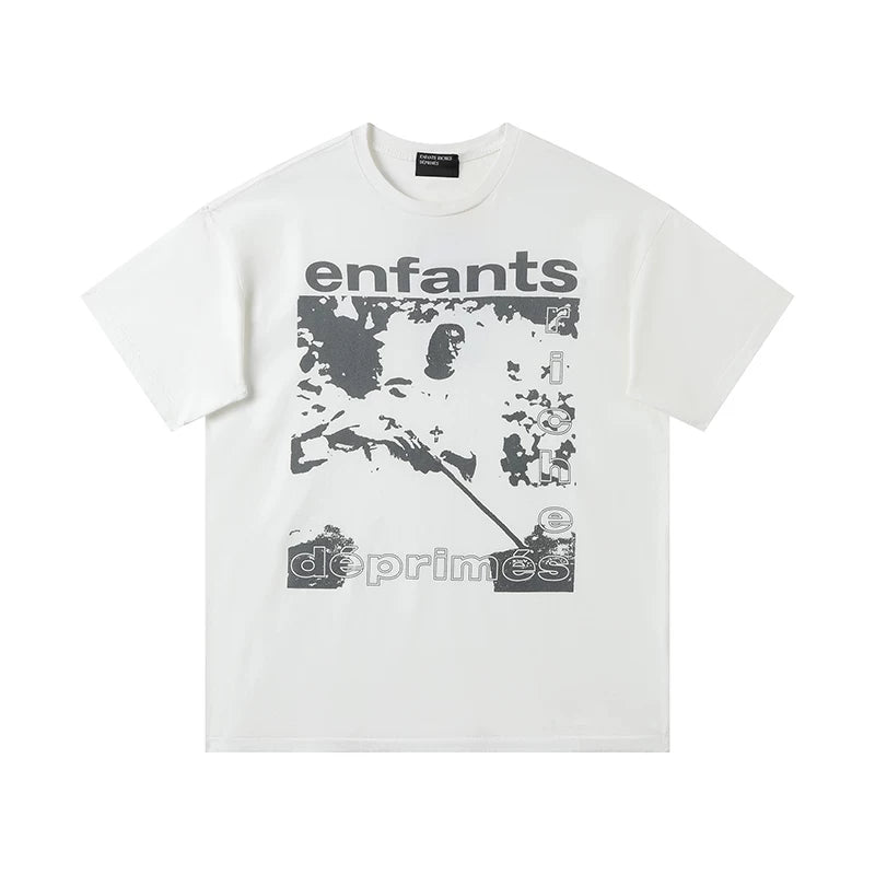Enfants Riches Déprimés Armed Figure & Vintage Print T-Shirt - Cream