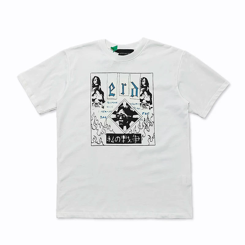 Enfants Riches Déprimés "e.r.d" Collage & Flame Border T-Shirt - White