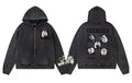 Enfants Riches Déprimés Multi-Panel Photo Zip-Up Hoodie - Washed Black