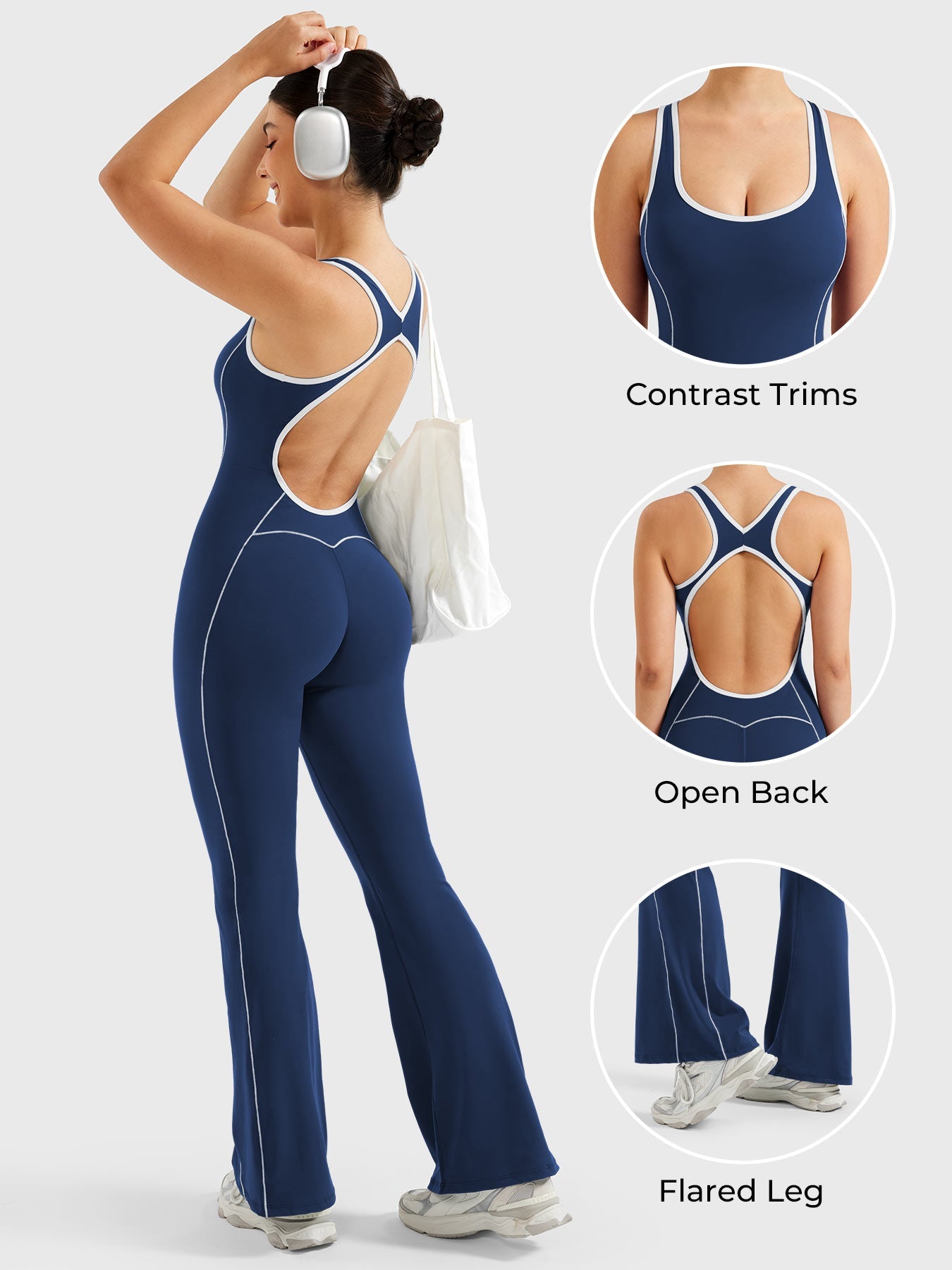 Yeoreo Antonia Contrast Trim Flared Jumpsuit