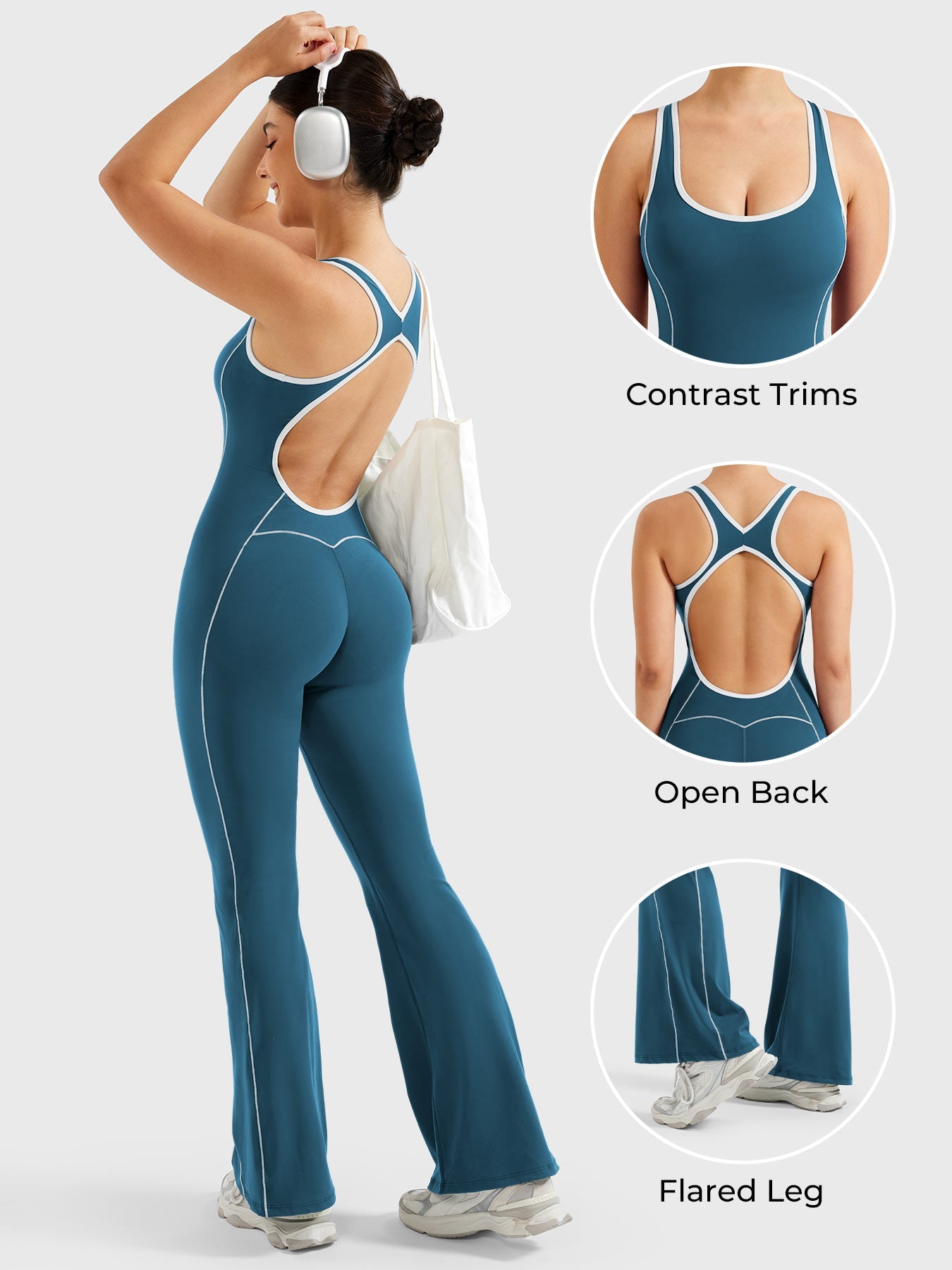 Yeoreo Antonia Contrast Trim Flared Jumpsuit