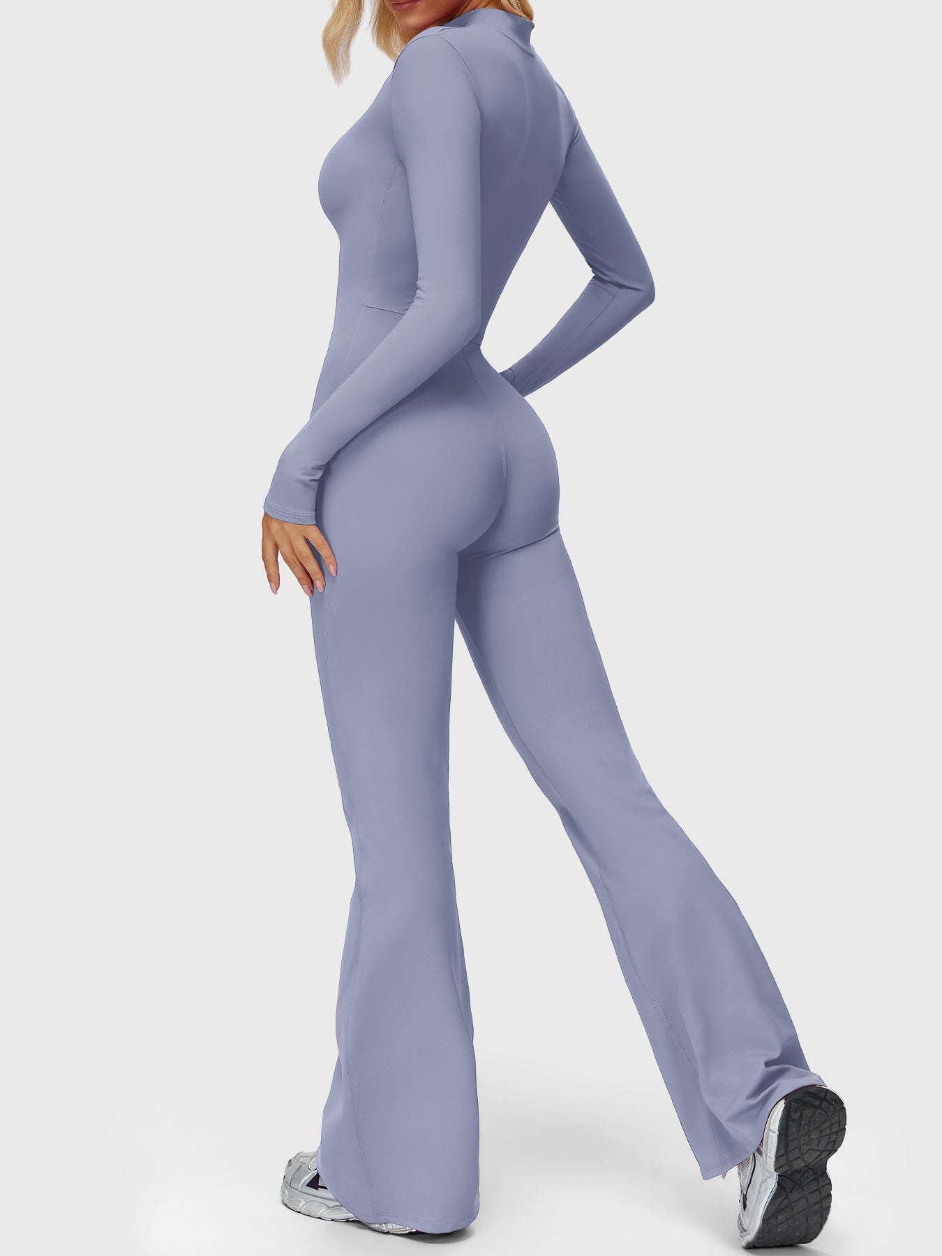Yeoreo Belle Long Sleeve Zipper Flared Jumpsuit