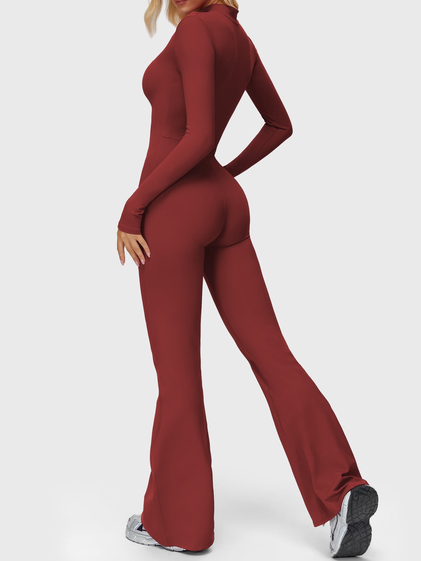 Yeoreo Belle Long Sleeve Zipper Flared Jumpsuit