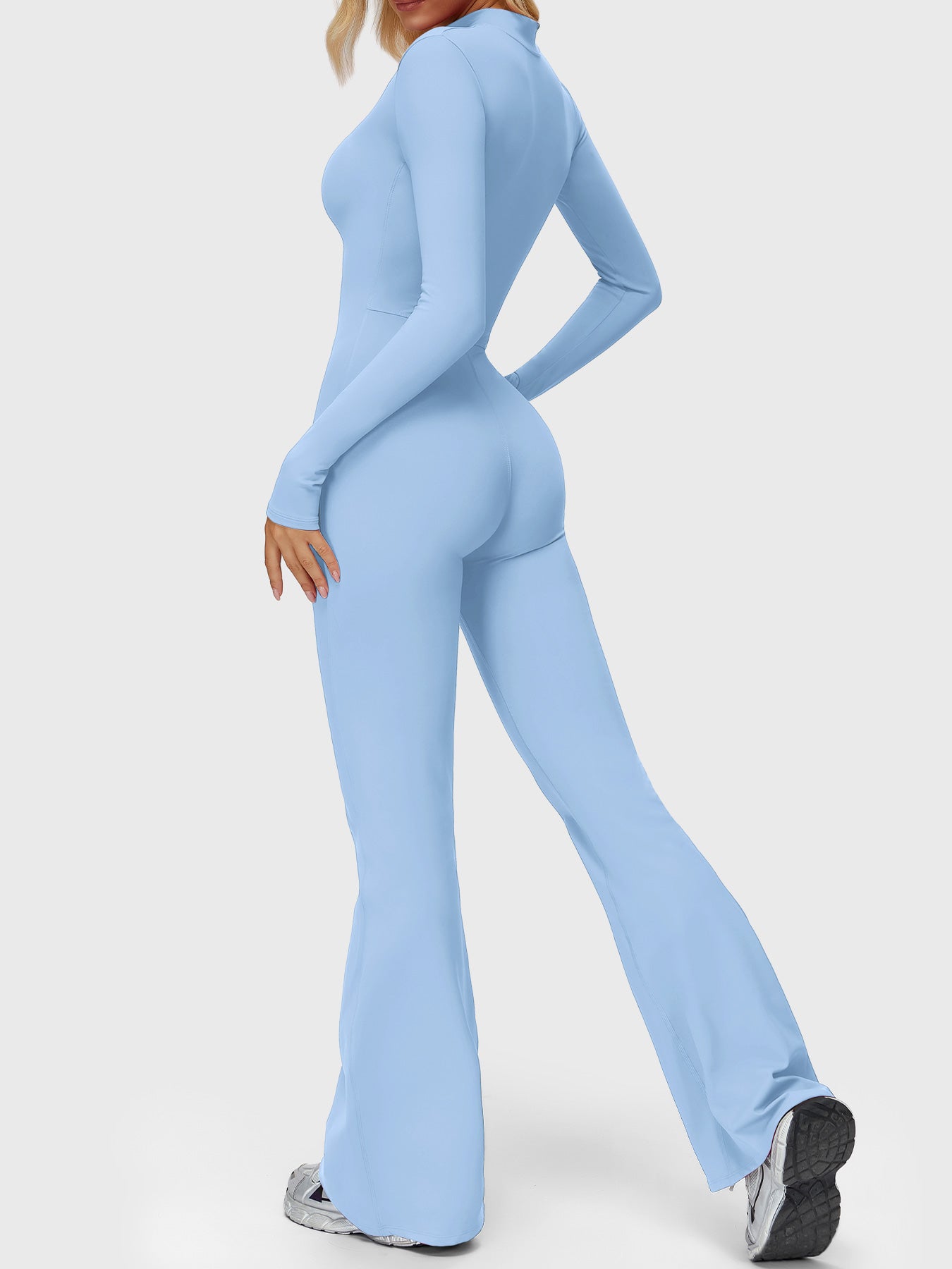 Yeoreo Belle Long Sleeve Zipper Flared Jumpsuit
