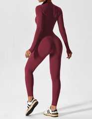 Yeoreo Long Sleeve Zipper Jumpsuit – Cherry