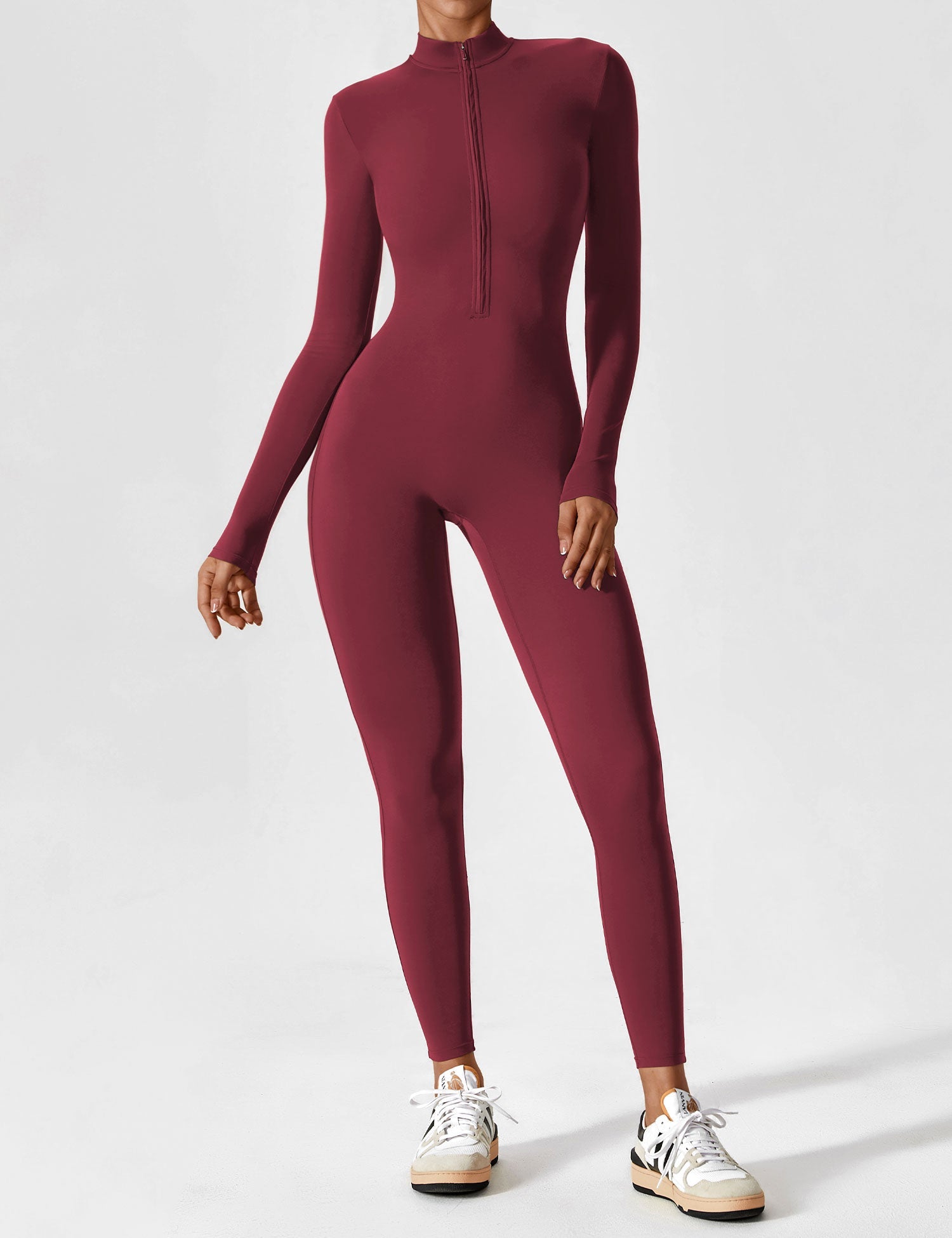 Yeoreo Long Sleeve Zipper Jumpsuit – Cherry