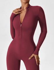 Yeoreo Long Sleeve Zipper Jumpsuit – Cherry