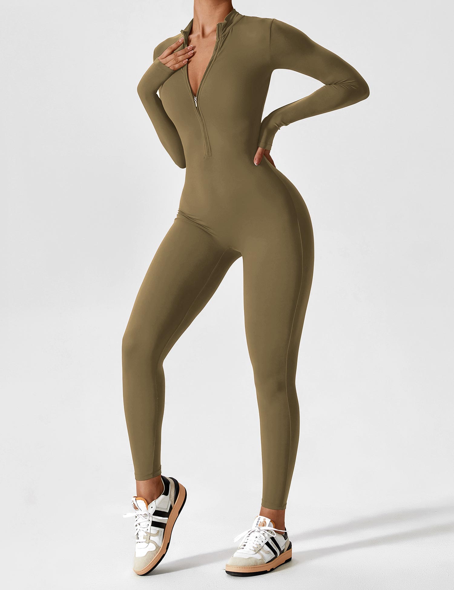 Yeoreo Long Sleeve Zipper Jumpsuit