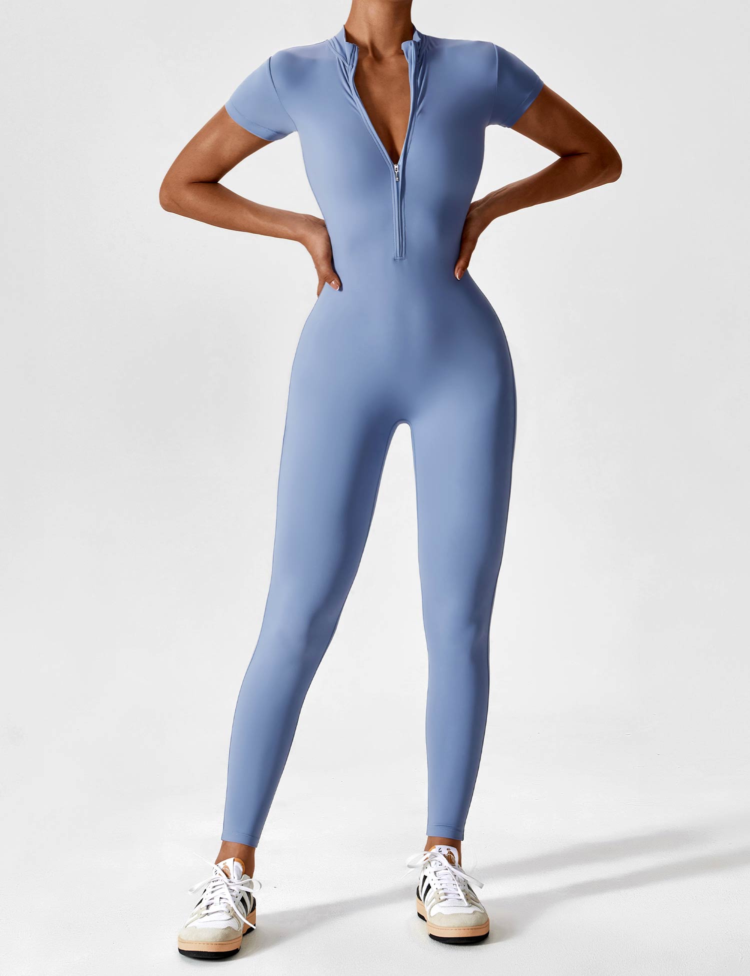 Yeoreo Short Sleeve Zipper Jumpsuit