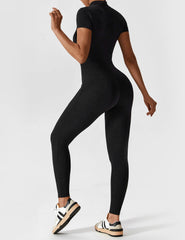 Yeoreo Short Sleeve Zipper Jumpsuit