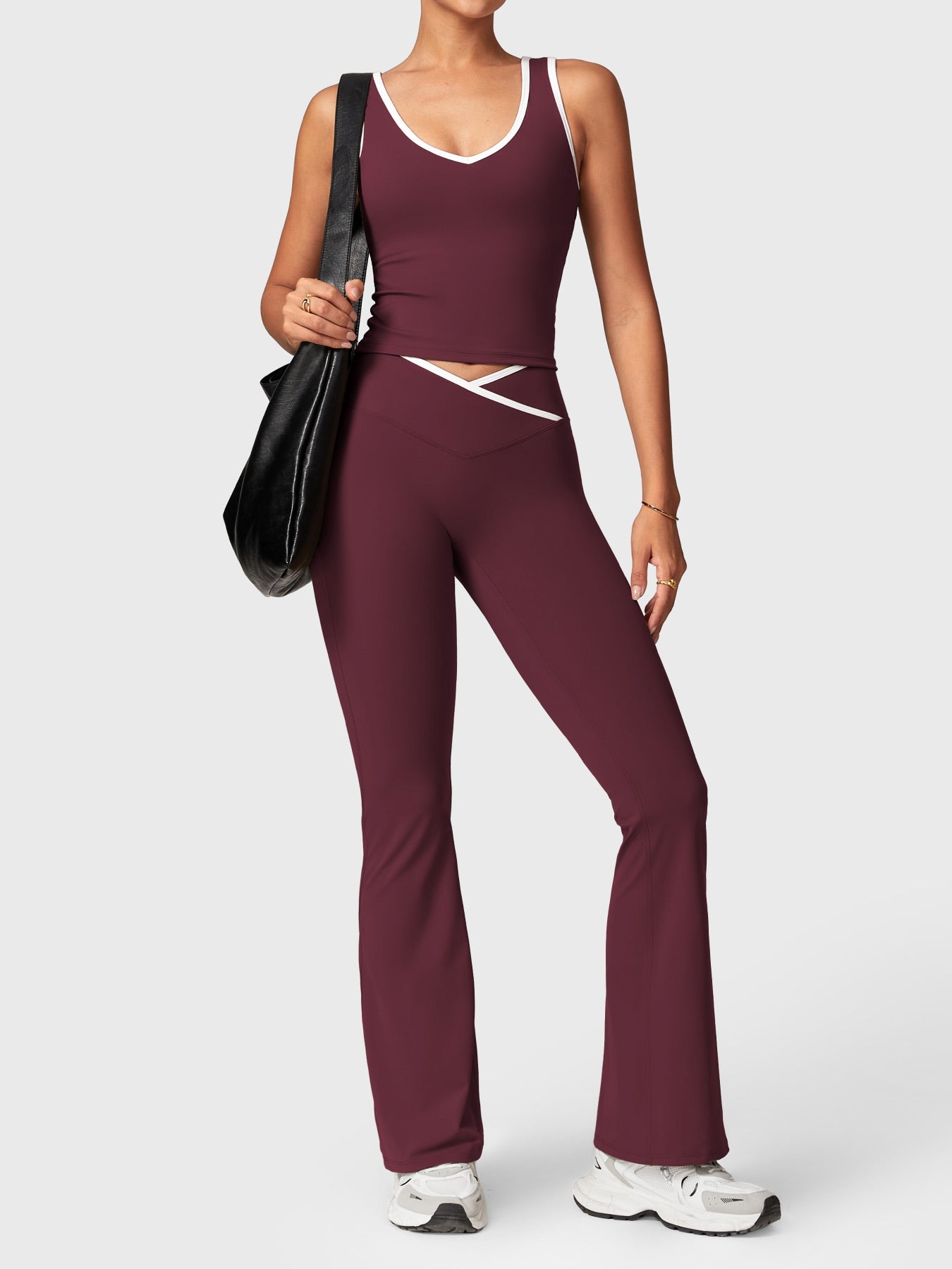 Yeoreo Alberta Contrast Trim Flare Leggings